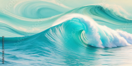 Art teal soft blue sea water ocean wavy and silver marble texture background. Water  ocean wave white and soft blue aqua, teal and marble texture.
