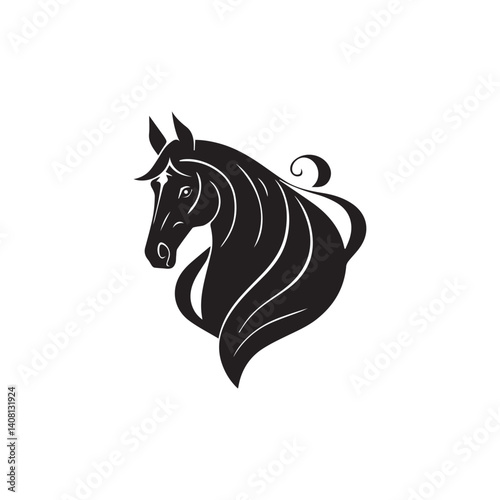 Horse-Silhouette-with-Flowing-Mane-–-Elegant-Animal-Art