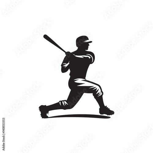 baseball batter vector silhouette clip art logo illustration