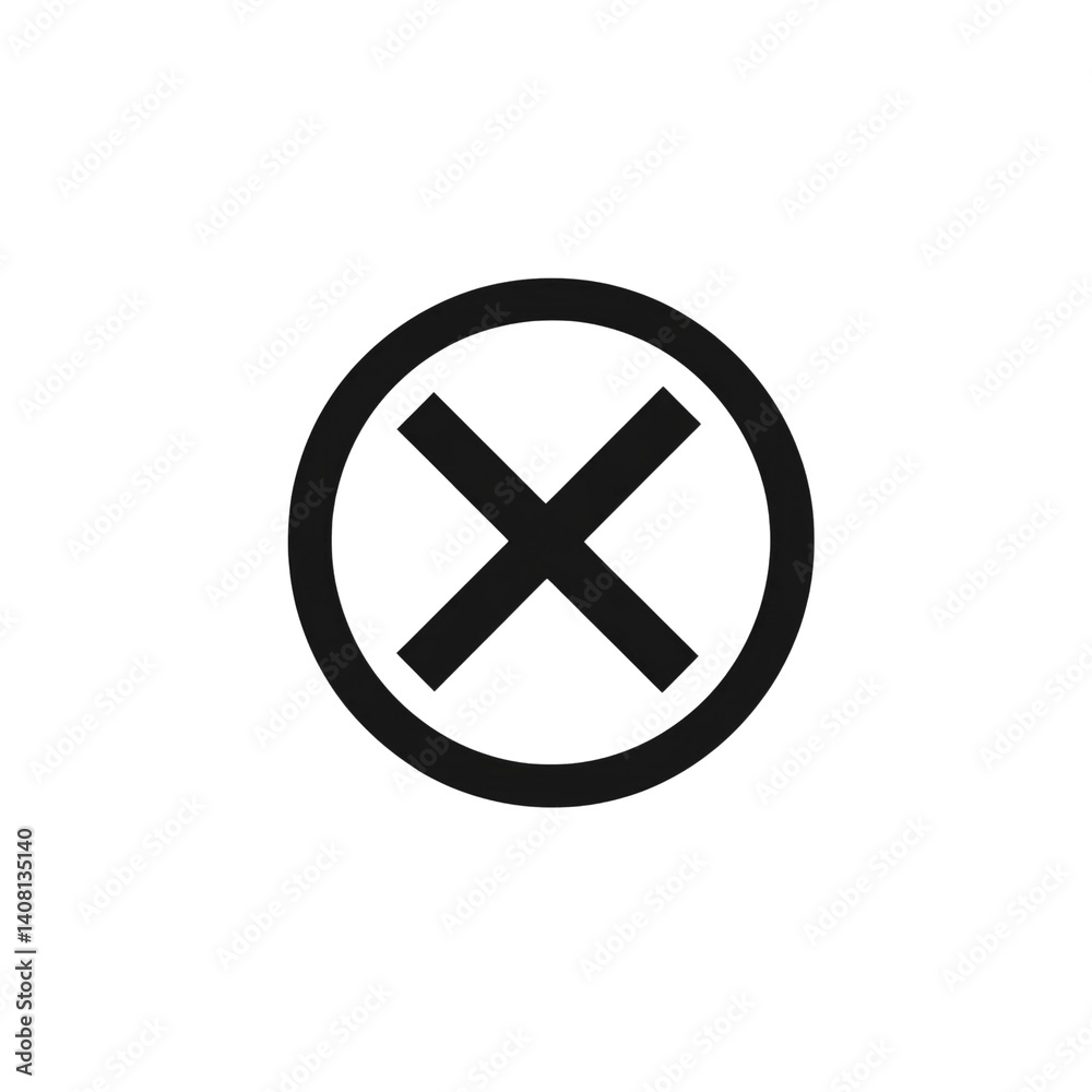 Modern Minimalist X Icon in Circle Graphic Design Element Modern Minimalist X Icon in Circle Graphic Design Element
