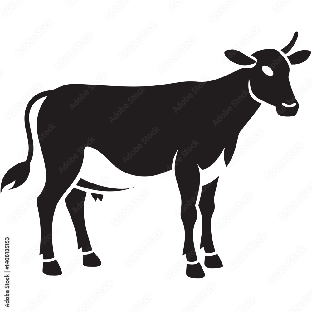 A serene black and white cow stands peacefully against a stark white background, a simple yet powerful image evoking the tranquility of rural life. A serene black and white cow stands peacefully against a stark white background, a simple yet powerful image evoking the tranquility of rural life.