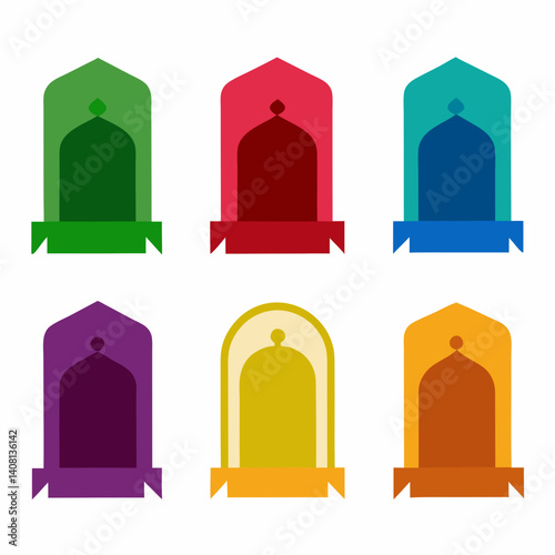 Colorful arched gateway designs representing diverse cultures and traditions with simple flat vector illustration style.