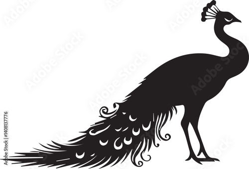 Peacock silhouette vector EPS 