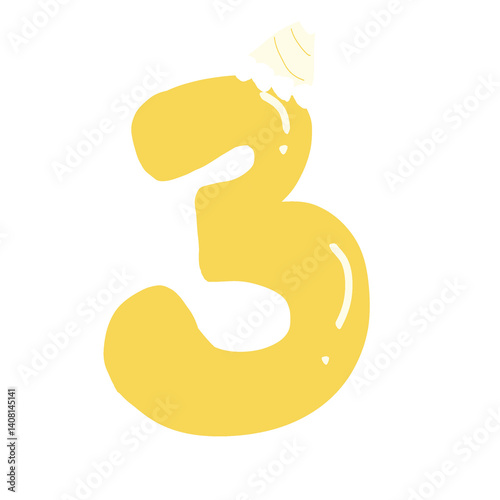 vector illustration of number three in gold