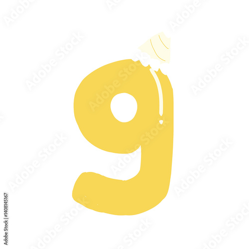 number nine made of golden font