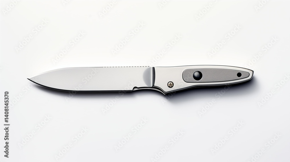 Stainless Steel Utility Knife with Sleek Handle on White Background