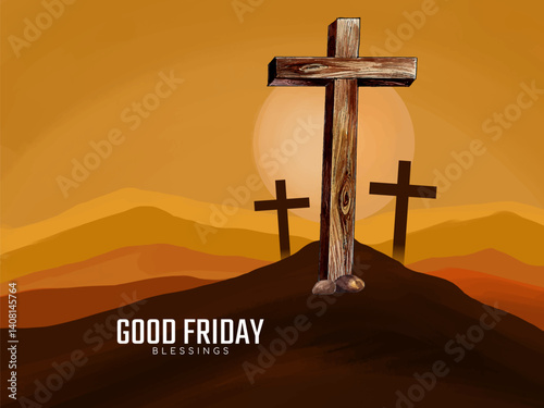 Religious Good Friday scene with jesus cross background design