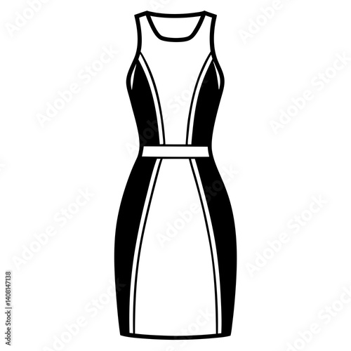 Minimal Sheath Dress Vector Illustration on White Background
