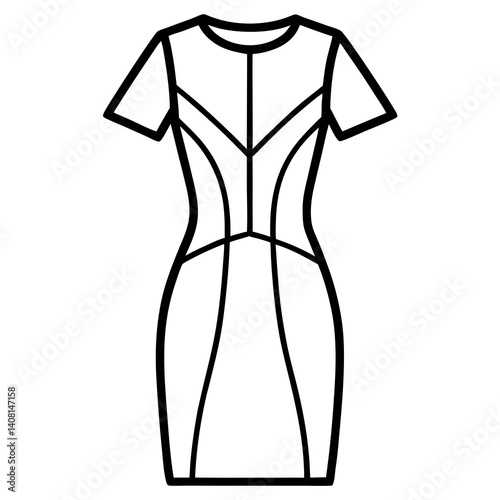Minimal Sheath Dress Vector Illustration on White Background