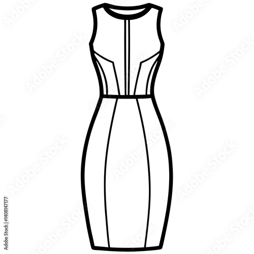 Minimal Sheath Dress Vector Illustration on White Background