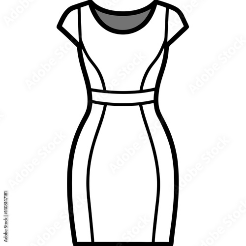 Minimal Sheath Dress Vector Illustration on White Background