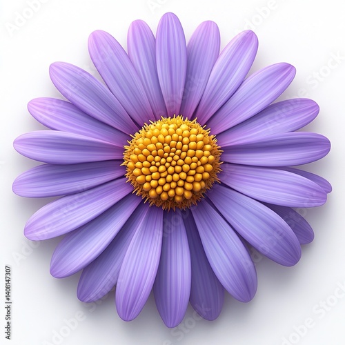A beautiful aster flower 3d Clipart top view isolated on a white background
