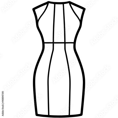 Minimal Sheath Dress Vector Illustration on White Background