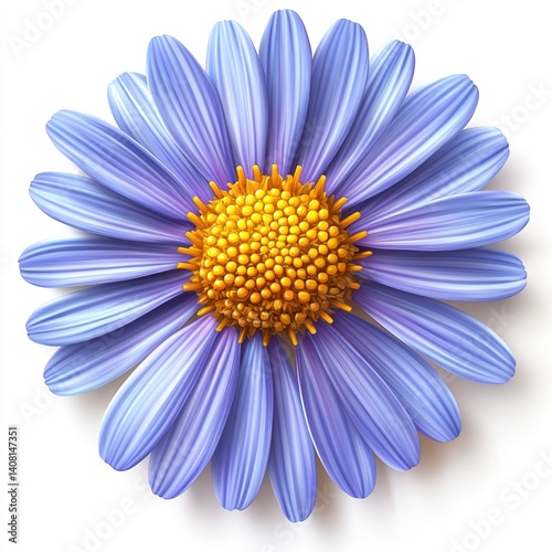 A beautiful aster flower 3d Clipart top view isolated on a white background