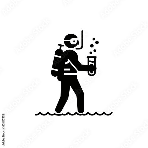 A scuba diver oceanographer conducts research into ocean water