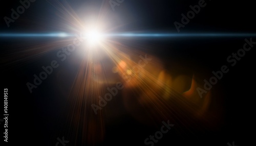 Real lens flare with organic imperfections on dark background