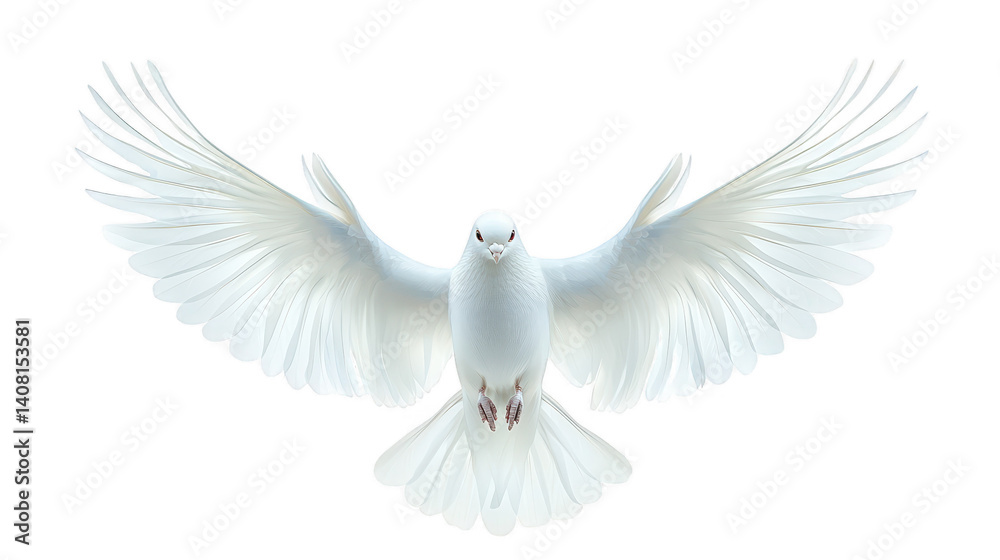 Majestic white dove in peaceful flight across the expansive blue sky white Majestic white dove in peaceful flight across the expansive blue sky white
