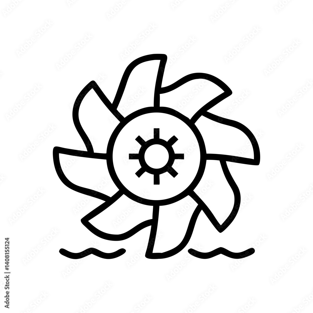 Obraz premium Water Turbine Icon Outline Design on a Minimalist Background 