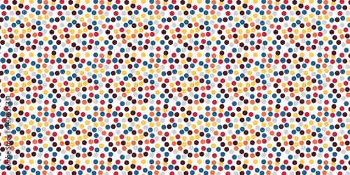 Radiating Hexagon Confetti – Multicolor Organic Dot Pattern with Swirling Symmetry, Seamless Repeat