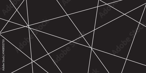 Fragmented Triangle Mesh,  Monochrome Line Network on Dark Background, Abstract Geometric Pattern