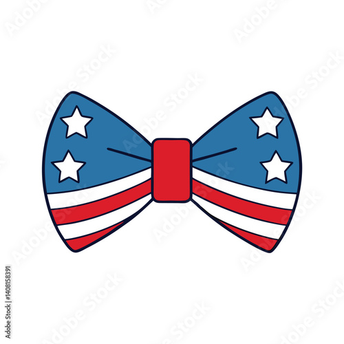 Bow Tie Icon Vector Art – 4th of July Patriotic Bow Tie Design Illustration