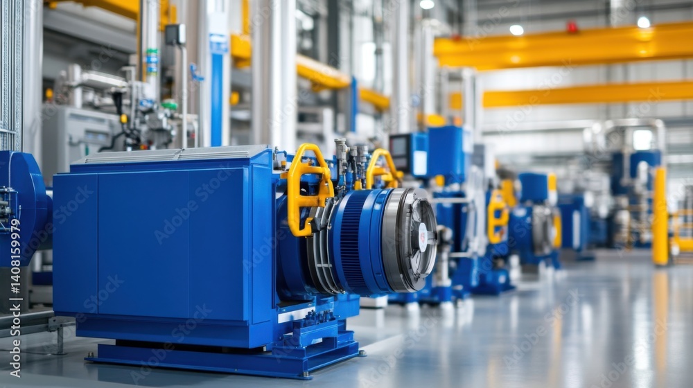 Industrial Machinery in Modern Factory Environment with Pumps, Motors, and Control Systems for Production Efficiency Industrial Machinery in Modern Factory Environment with Pumps, Motors, and Control Systems for Production Efficiency