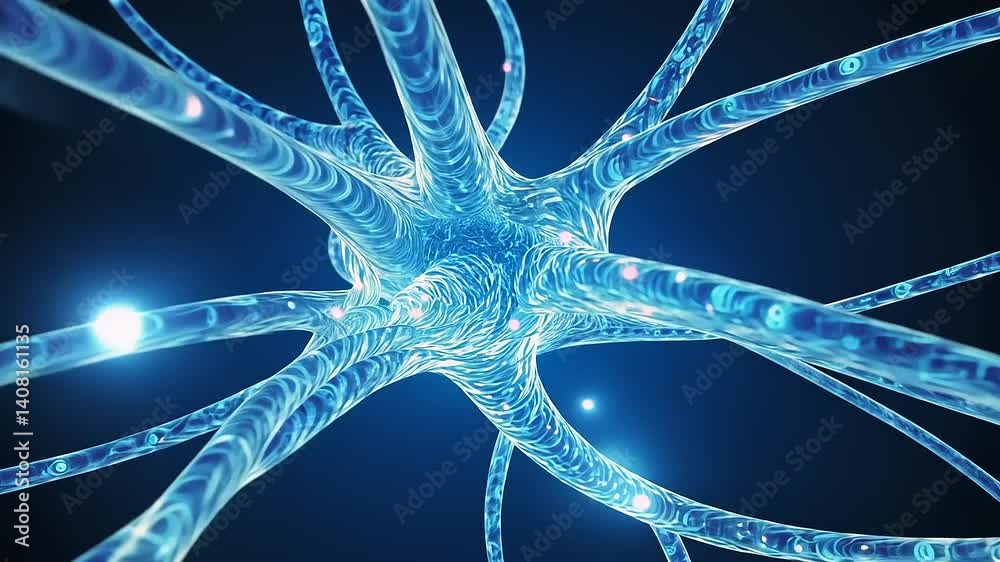 Detailed 3d illustration of a neuron network.