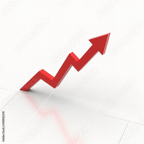 Obraz na płótnie Red arrow soaring upward symbolic of growth progress success and positive trajectory on white grid w salonie