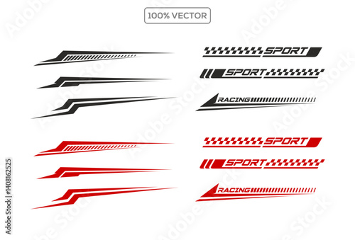 set of Racing car body wrap vinyl decals. Stickers for covering car bodies. vector template