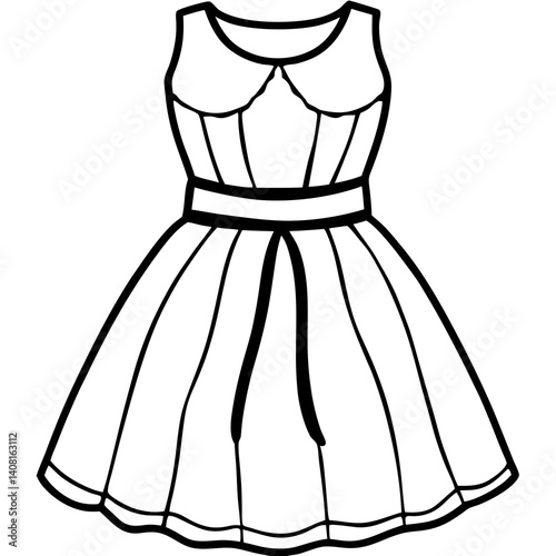 Minimal Sundress Vector Illustration on White Background