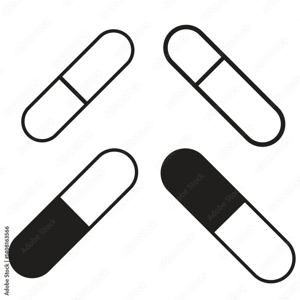 Pills icon vector for web and mobile app. capsule icon. Drug sign and symbol. Pills icon vector for web and mobile app. capsule icon. Drug sign and symbol.