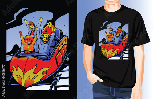 Roller coaster free fall t-shirt design