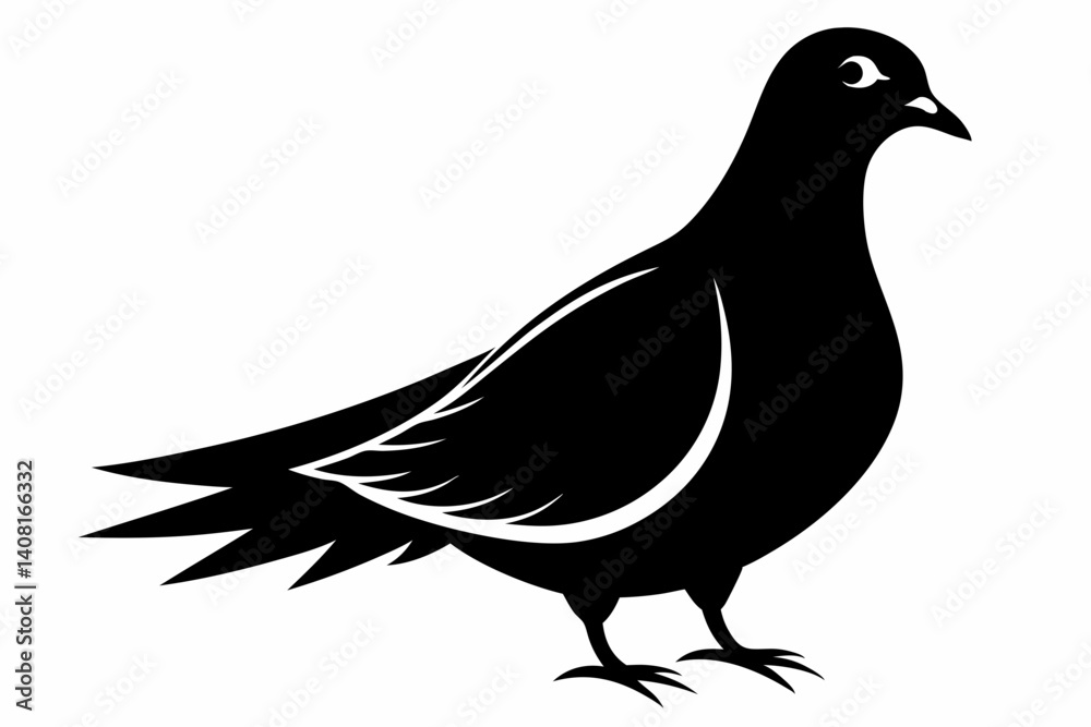 Fototapeta premium Mourning dove silhouette black vector