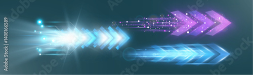	
Futuristic speed background with glowing arrows, motion blur, digital technology concept, fast-moving elements, dynamic light trails, high-tech energy flow, acceleration effect, sci-fi motion design