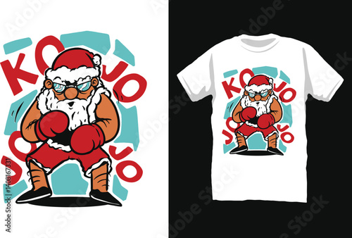Santa boxing t-shirt design