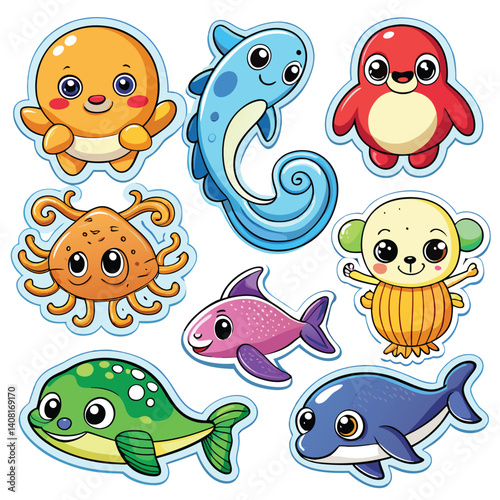 Cute cartoon sea creatures