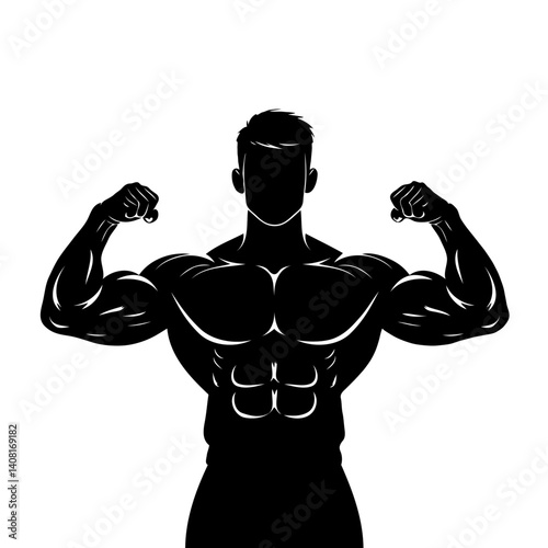 Muscular bodybuilder silhouette vector 