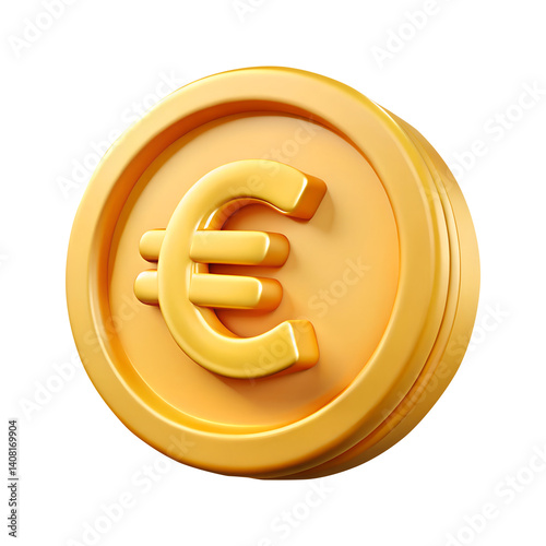 3d gold euro symbol isolated on transparent white background, clipping path