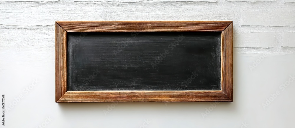 Fototapeta premium Small rectangular blackboard with wooden frame on white background.