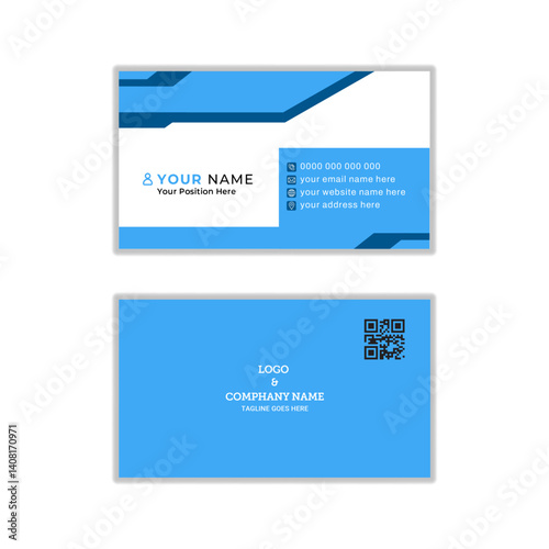 Minimalist Corporate design Luxury blue And White editable Layout, Double-sided creative Print ready Vector Business Card Template.