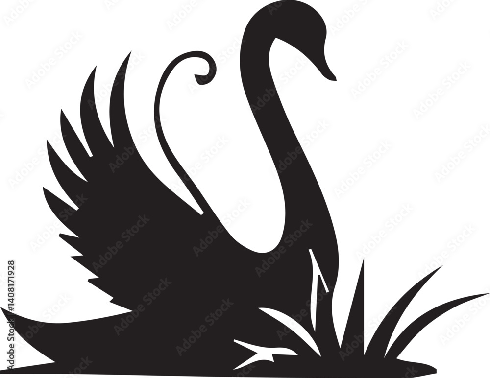Fototapeta premium Swan silhouette vector EPS