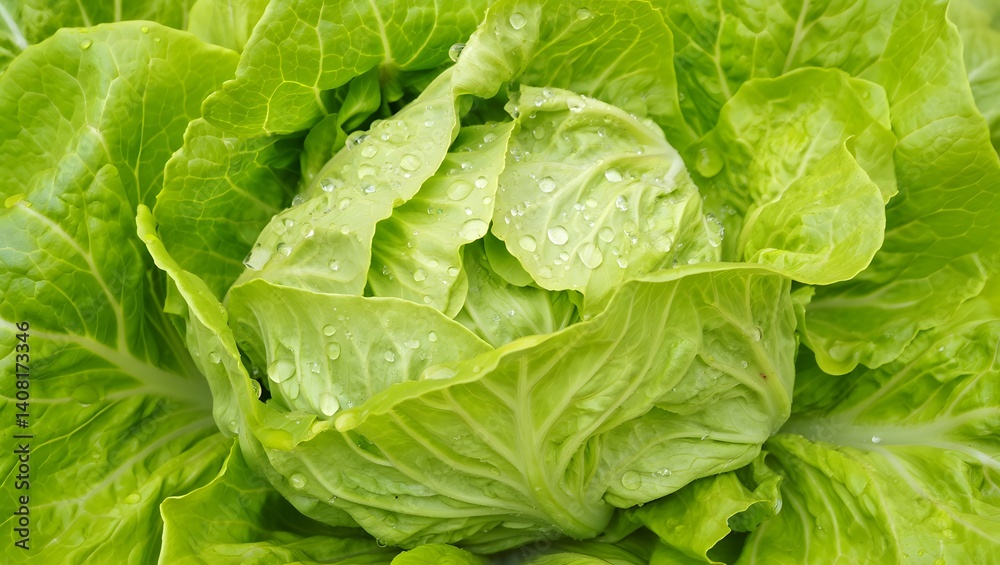 Crisp iceberg lettuce leaves with visible veins and water droplets. Crisp iceberg lettuce leaves with visible veins and water droplets.