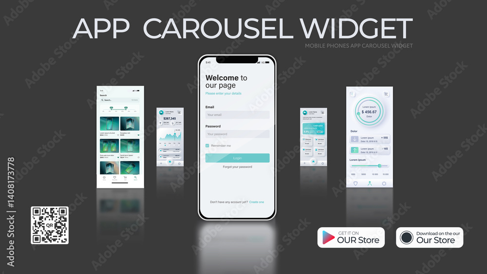 Mobile Phones App Carousel Widget Stock Template | Adobe Stock