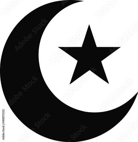 sparkle Moon,Moon with star  black  simple silhouette  vector