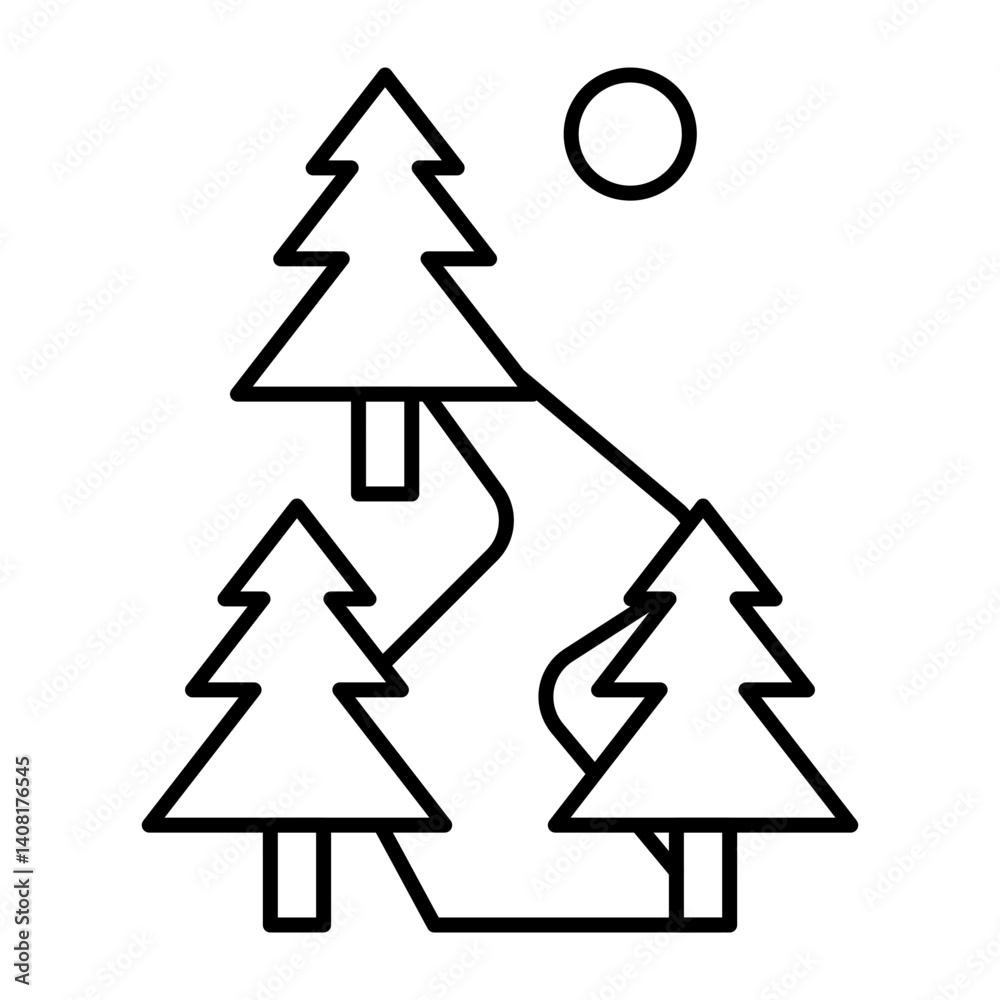 Forest Path Vector Line Icon Design Forest Path Vector Line Icon Design