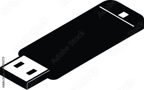 USB flash drive,usb flash drive black  simple vector illustration