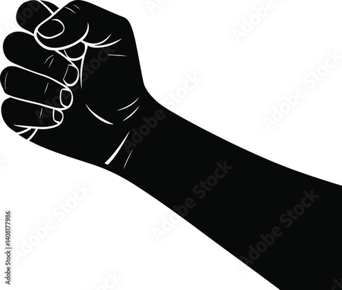 clenched hand fist vector in black silhouette ideal for strength empowerment protest illustrations resistance posters and activism media