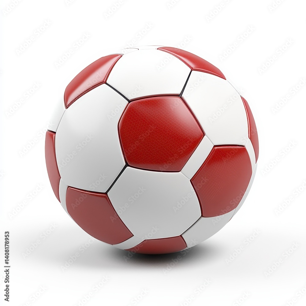 Classic Red and White Soccer Ball Isolated on Clean Background Classic Red and White Soccer Ball Isolated on Clean Background