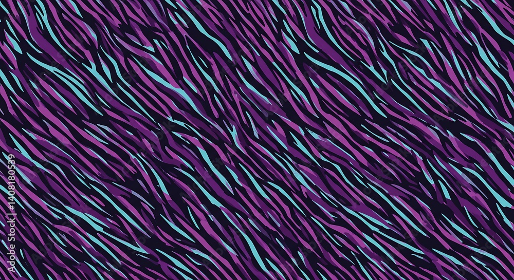 Fototapeta premium Purple & Teal Abstract Zebra Stripes: Digital Art AI Generated