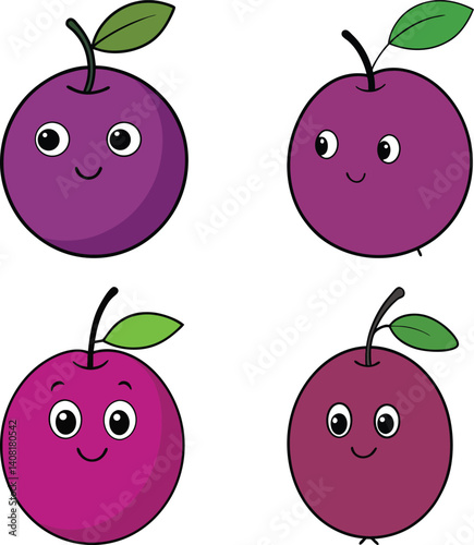 Cute pluot cartoon vector